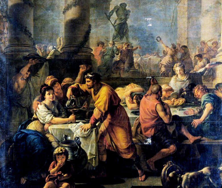Antoine Callet'n tekemä maalaus roomalaisten Saturnalia-juhlasta.