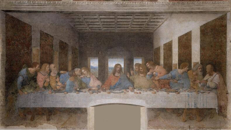 Leonardo Da Vincin maalaus Pyhä ehtoollinen.