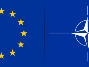 Naton ja EU:n lippusymbolit.