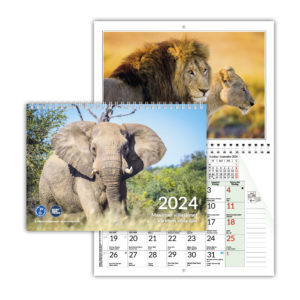 Maailman villieläimet -seinäkalenteri vuodelle 2024.